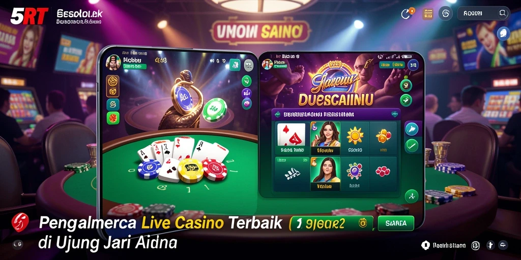 Tampilan asyik dan interaksi dealer di 5RT saat bermain Live Casino.