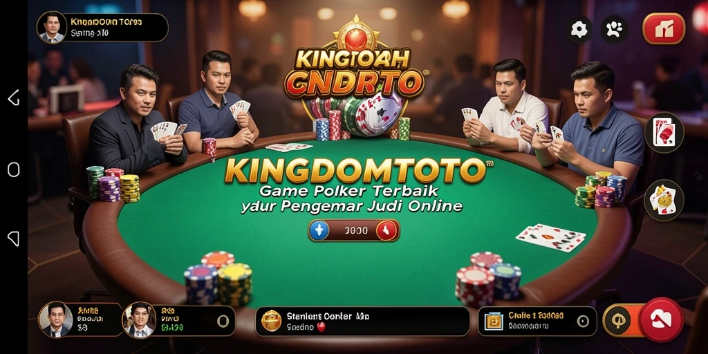 Tampilan gameplay KINGDOMTOTO dengan suasana meja poker yang menegangkan.