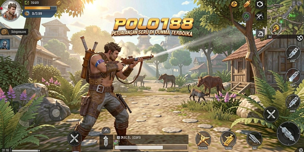 Screenshot gameplay POLO188 menampilkan petualangan di dunia terbuka.