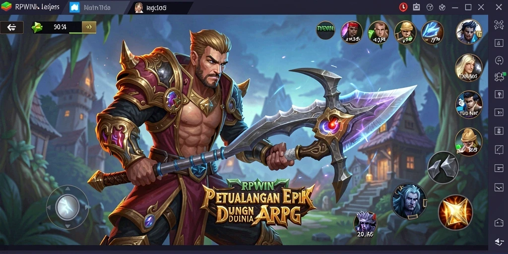 Screenshot gameplay RPWIN menunjukkan pertarungan epik dengan grafis menawan.