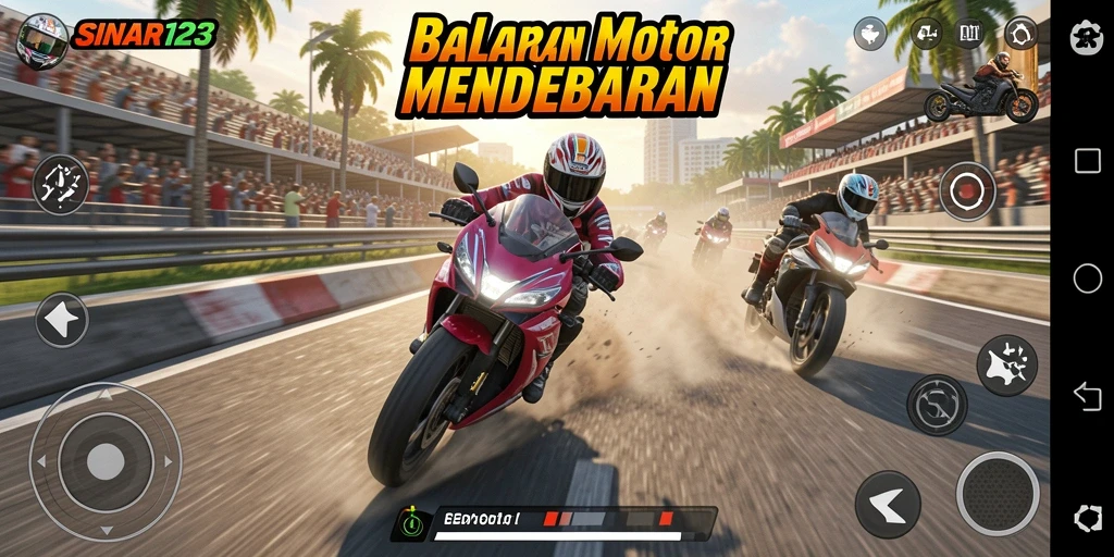 Tampilan gameplay SINAR123 yang penuh aksi di lintasan balapan.