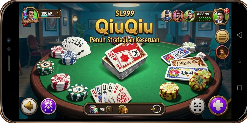 Tampilan menegangkan dari permainan QiuQiu SL999 saat ronde dimulai.