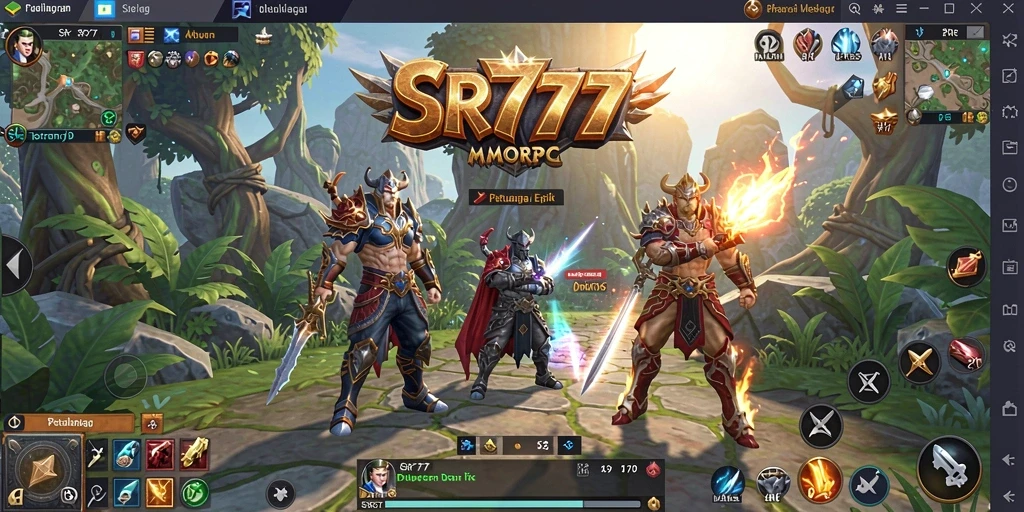 Screenshot SR777 menampilkan pertarungan seru dalam dunia MMORPG.