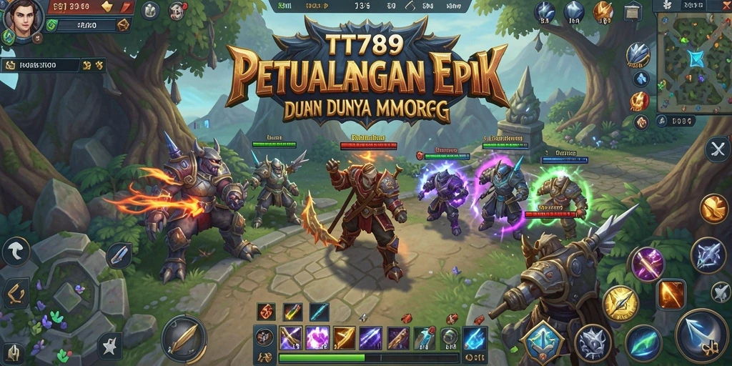 Gameplay epik TT789 yang menampilkan pertempuran di dunia MMORPG.